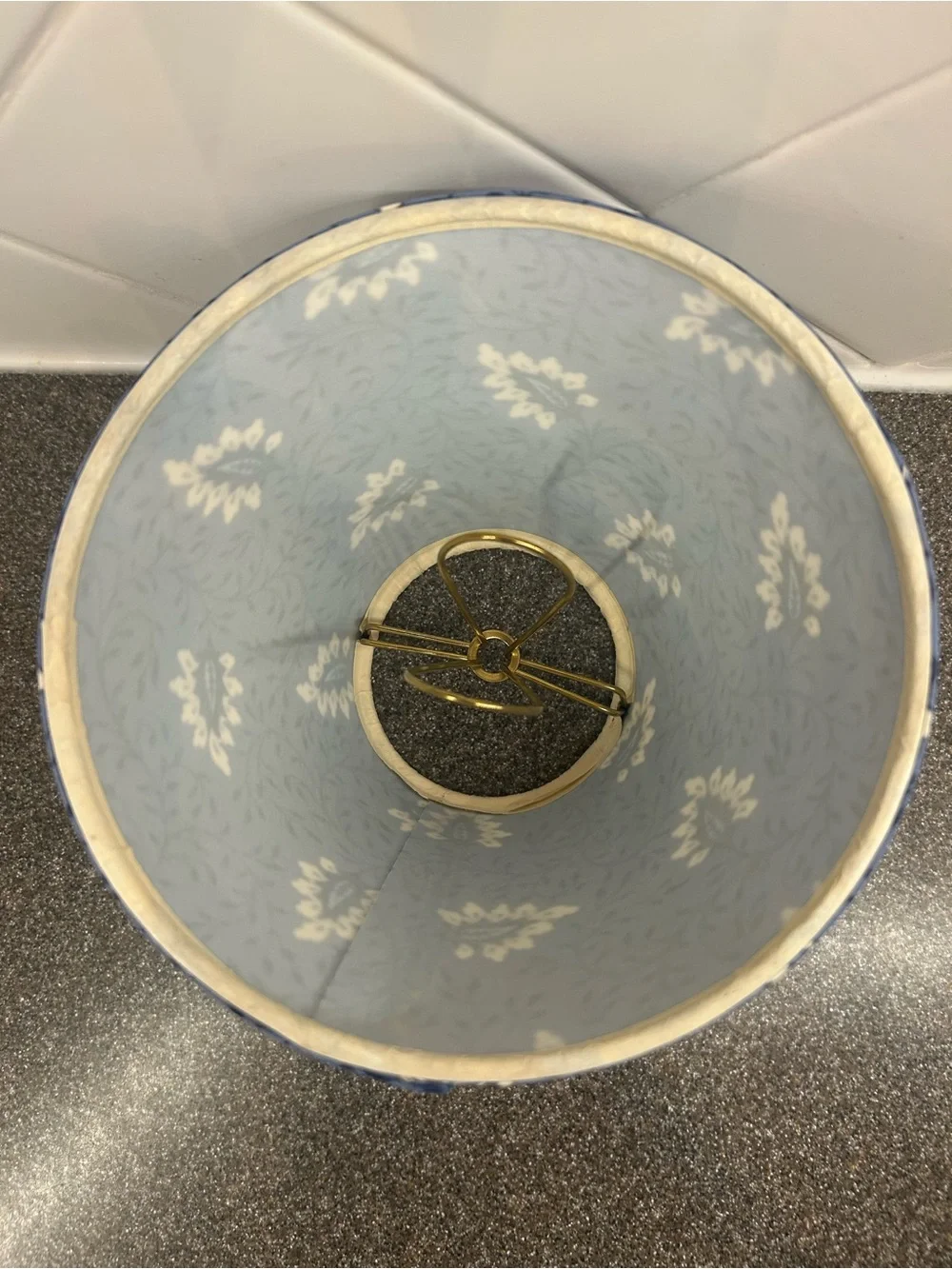 Blue French Country Fabric Clip On Lamp Shade Measures 4 1/2” Tall - New
